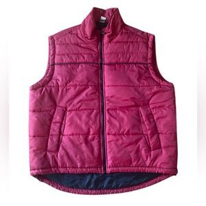 Men's Zip Up Red Puff Jacket Vest - Size Large